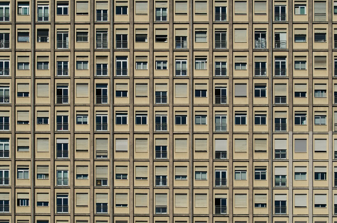 Facade of a residential apartment building with many windows